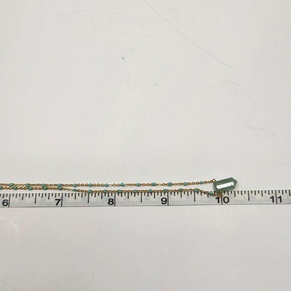 Luna Norte Aventurine Crystal Gold Plate Chain Necklace Dainty Minimalist Layer - Picture 5 of 6